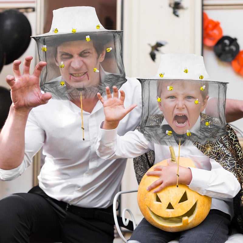 ANDES Hallowee Beekeeper Set Including 1 Pcs Bee Hat and Veil, 20 Pcs Wool Felt Bee,Insect Hats with Netting for Bee bee Keeper Adult Catcher Halloween Costume/22 Pcs - Image 5